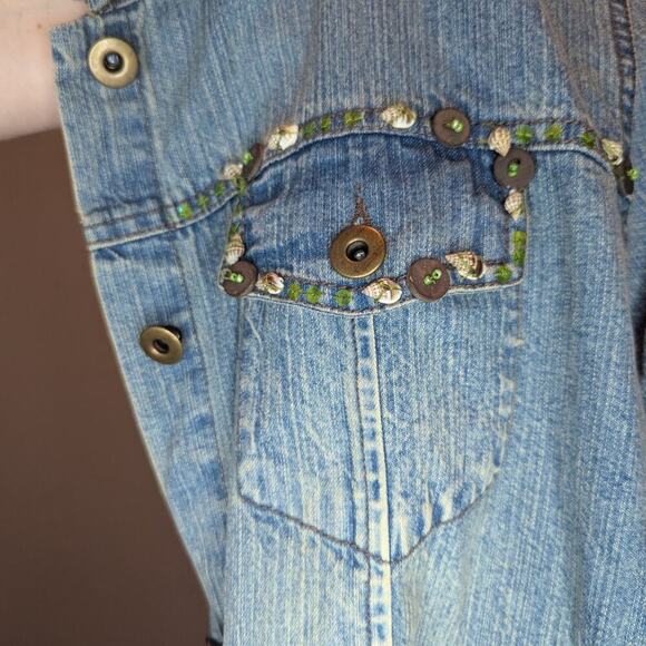 Multiples Lightweight Denim Nautical Beach Shell Embroidered Button Up Jacket XL - Picture 4 of 8